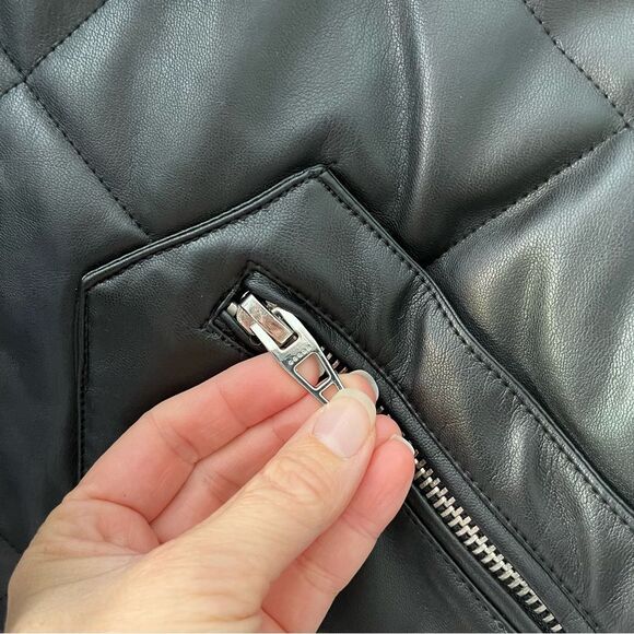 Blank NYC Quilted Crop Faux Leather Jacket S - Picture 6 of 9